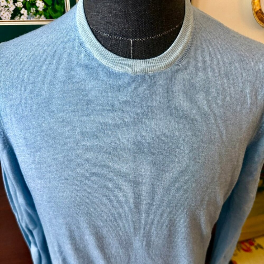 Gran Sasso -Italy-Light Blue 100% Virgin Wool Sweater Size 50 CrewNeck